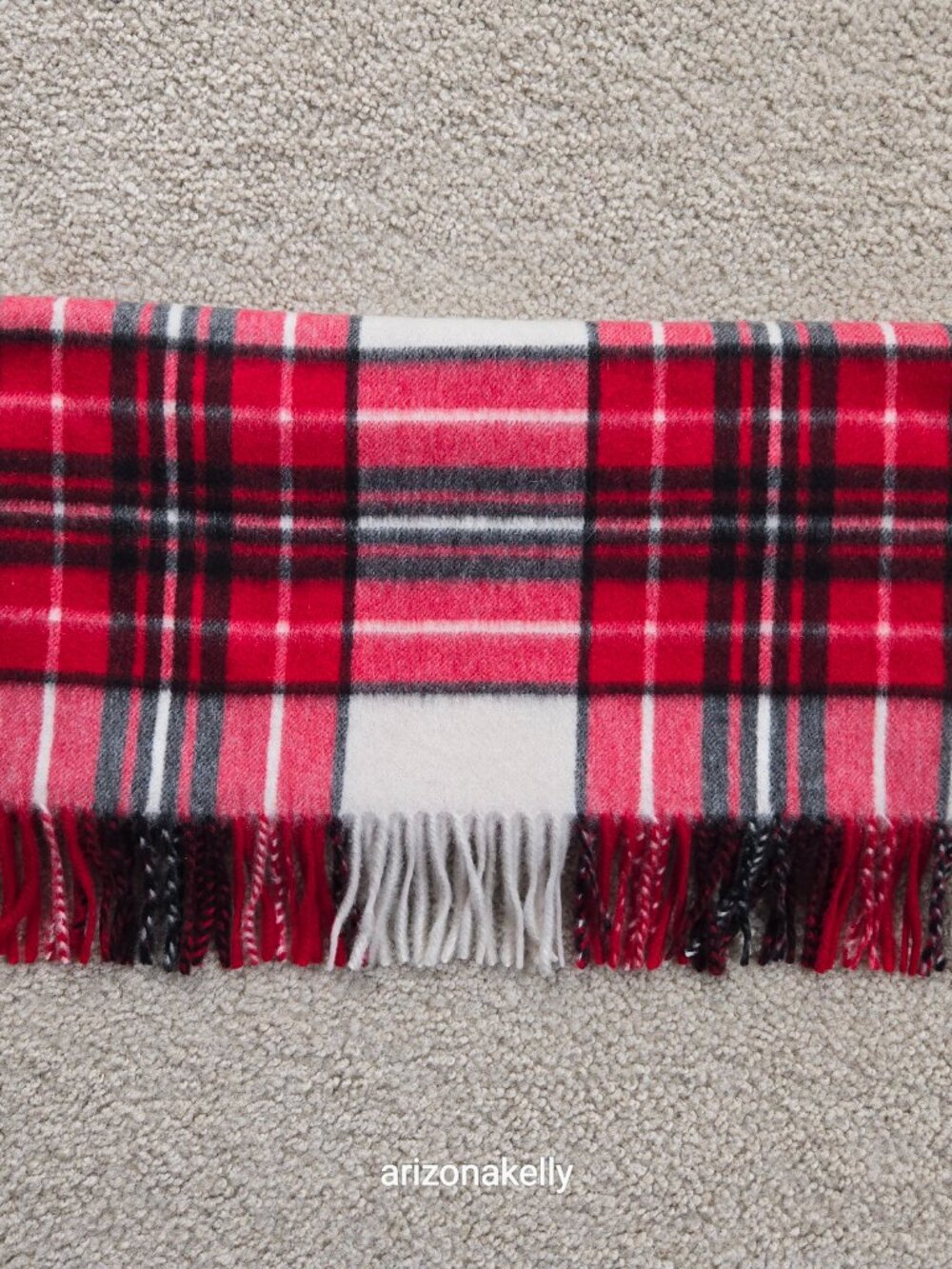 NWT Talbots Cashmere Scarf Red, White, and Black Plaid - Picture 9 of 9